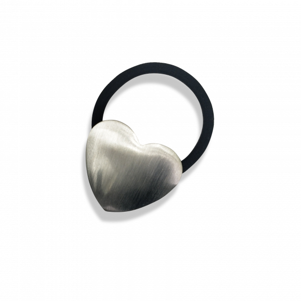 silver metal heart hair tie