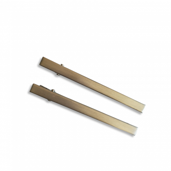 silver brushed metal hair clips