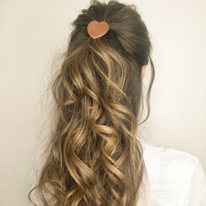 rose gold metal hair tie with cascading curls
