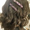 amethyst crystal barrette clip in dark hair