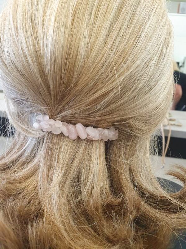 rose quartz crystal barrette