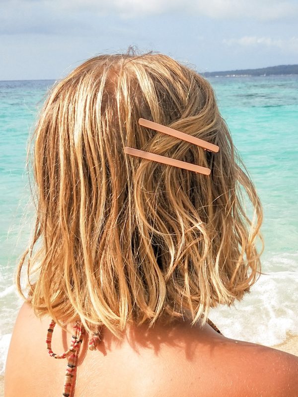 rose gold Brushed Metal Hair Clipsin bob hairstyle