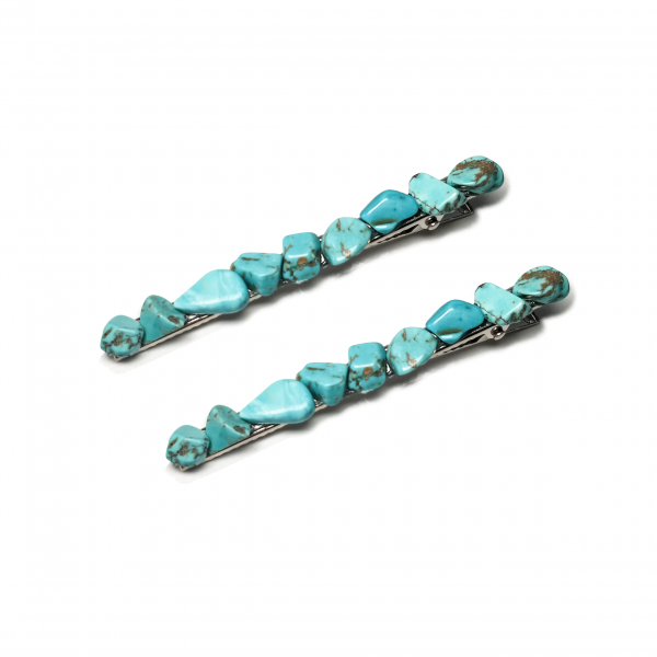 turquoise crystal hair clips