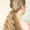 textured modern hairstyle with silver metal bow hair clipsme