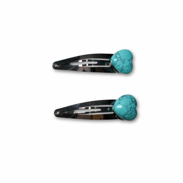 turquoise stone snap hair clips