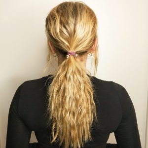 Elastic hair ties with metal bead ends