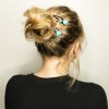 messy bun with feature stone snap clips