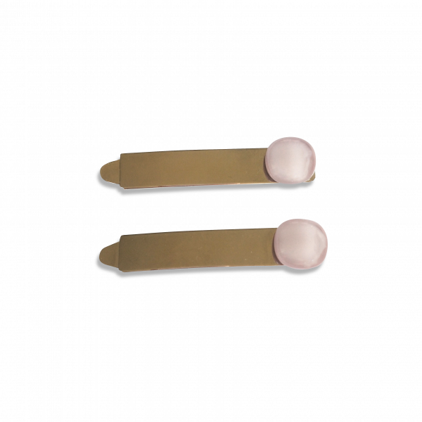 Shiny metal hair slides with glass beads