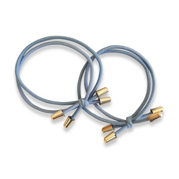 Elastic hair ties with metal bead ends