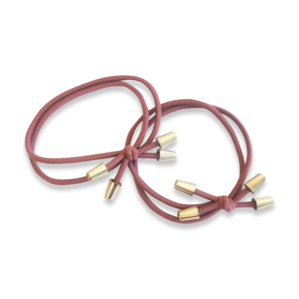 Elastic hair ties with metal bead ends