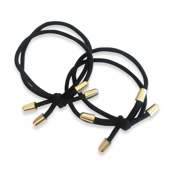 Elastic hair ties with metal bead ends