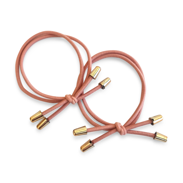 Elastic hair ties with metal bead ends