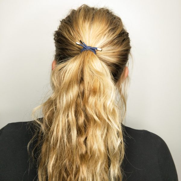 Elastic hair ties with metal bead ends